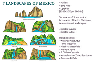Nature sights of Mexico in line