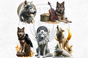 Watercolor Mystic Wolves Clipart Set, an Animal Illustration by ThatsDesignArt (Thumbnail 14 of 15)