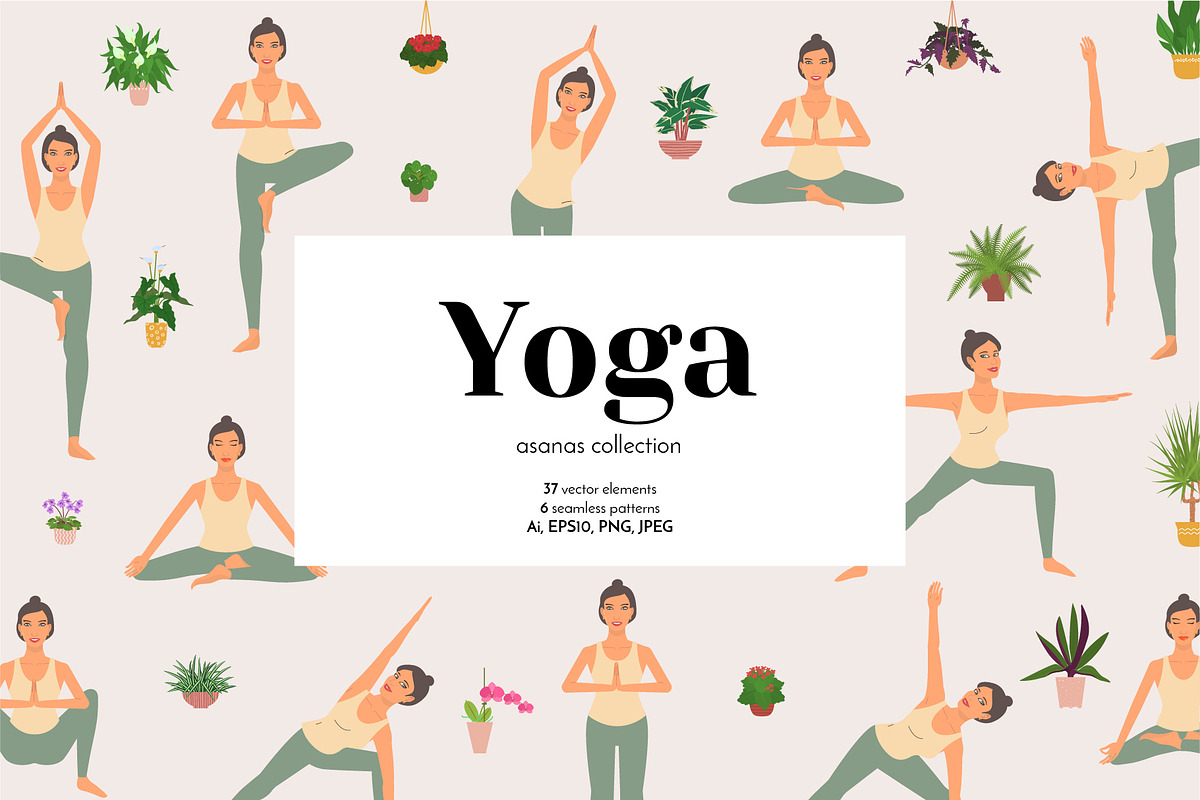 Yoga Poses Illustrations with Names, an Object Graphic by Rose Design (Photo 1 of 13)