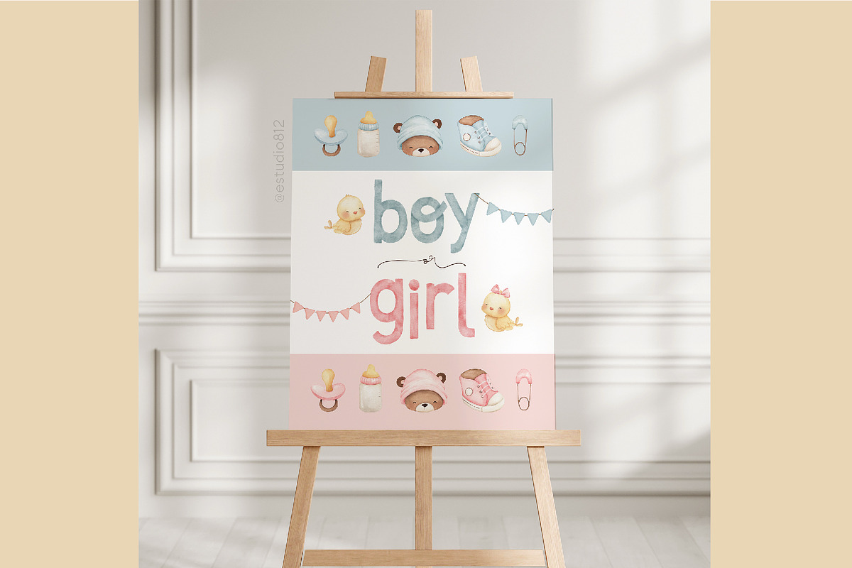 Baby Boy or Girl watercolor clipart, a Decorative Illustration by Estudio 812 (Photo 4 of 7)