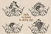 World globe sketch. Earth in hands, an Object Graphic by Live line (Thumbnail 3 of 5)