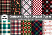 Christmas Plaid Digital Paper, a Pattern Graphic by HubbaDigitals (Thumbnail 1 of 5)