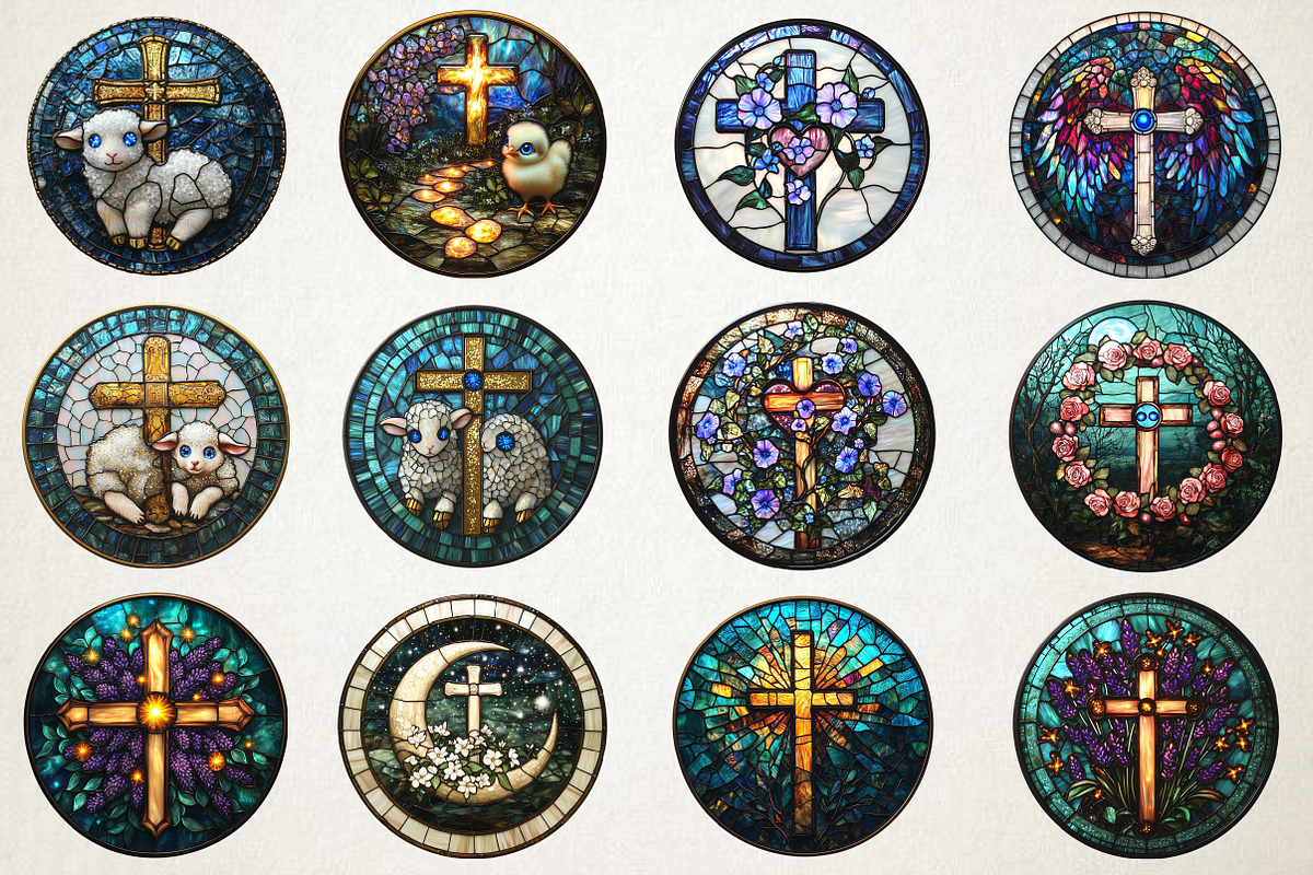 Easter Cross Stained Glass Clipart, an Illustration by RobertsArt (Photo 3 of 5)