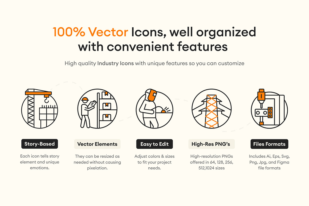 94 Industry Icons, an Outline Icon by Prosymbols (Photo 2 of 7)