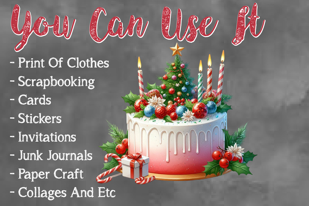 Watercolor Christmas Birthday Cake, a Work Illustration by Craft Nest (Photo 5 of 5)