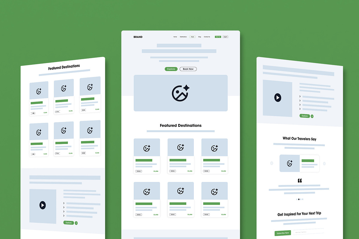 Minimalist Travel Wireframe Layout, a Wireframe Template by MightyDesign (Photo 1 of 9)