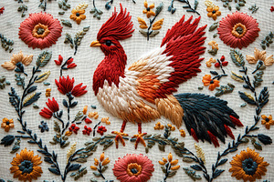 Vibrant embroidery showcasing a colo, a Photo by Tanuart