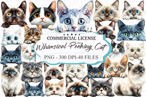 Whimsical Peeking Cats Sublimation, an Illustration by designcity5