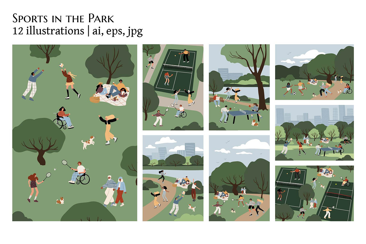 People playing sport posters set, a Sport Illustration by LyubovZaytseva (Photo 1 of 8)