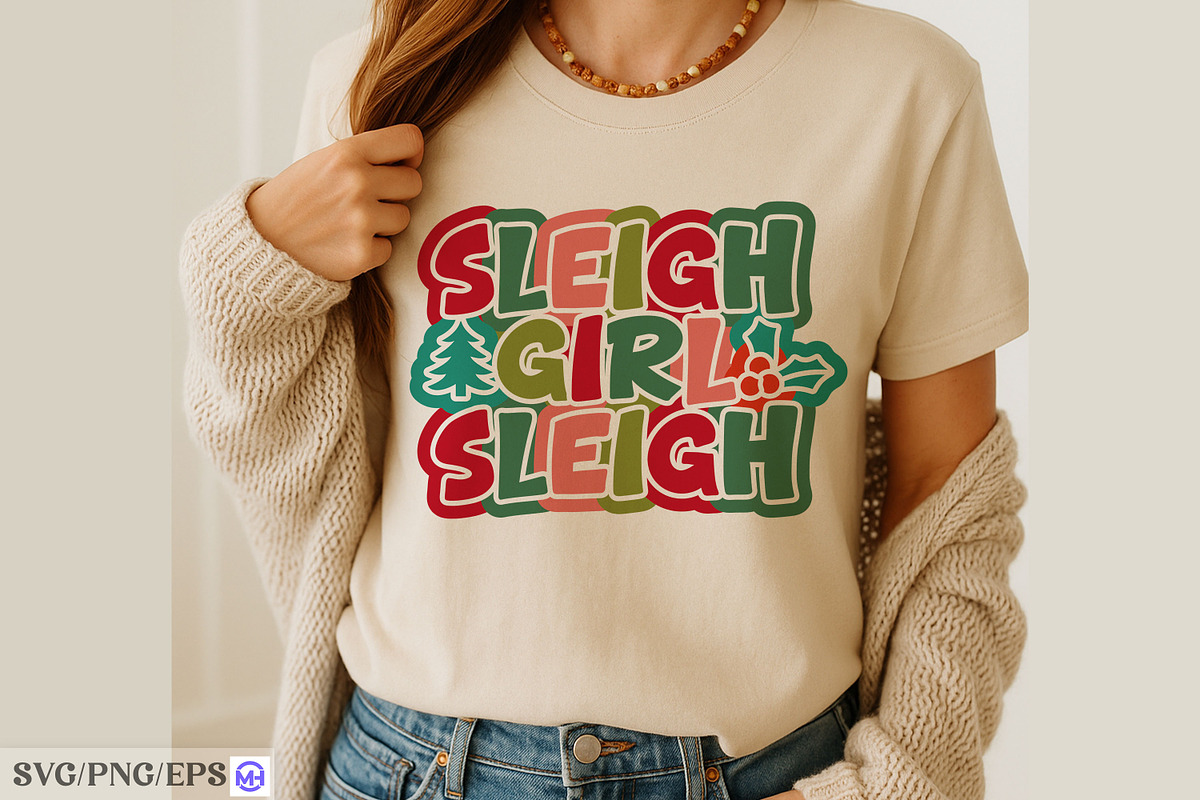 Sleigh Girl Sleigh SVG, a Seasonal Illustration by mh_arif (Photo 4 of 4)