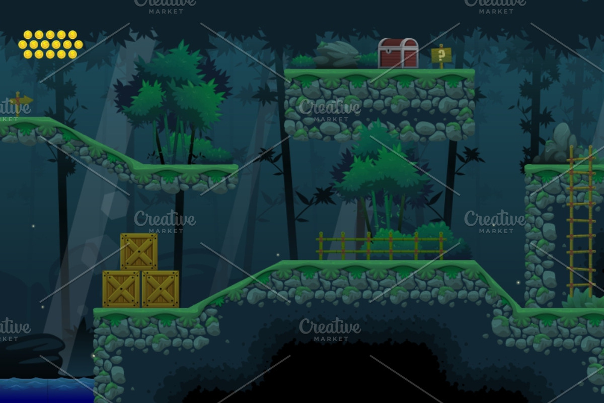Bamboo Forest - Platformer Tileset, an Object Illustration by pzUH (Photo 2 of 4)