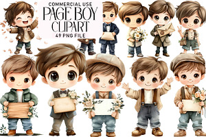 Watercolor Page Boy Clipart, an Illustration by Daily.Designs