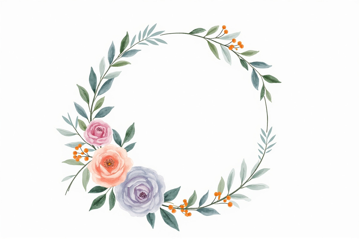 Elegant Watercolor Floral Wreaths, an Illustration by Creativeshirt (Photo 7 of 11)