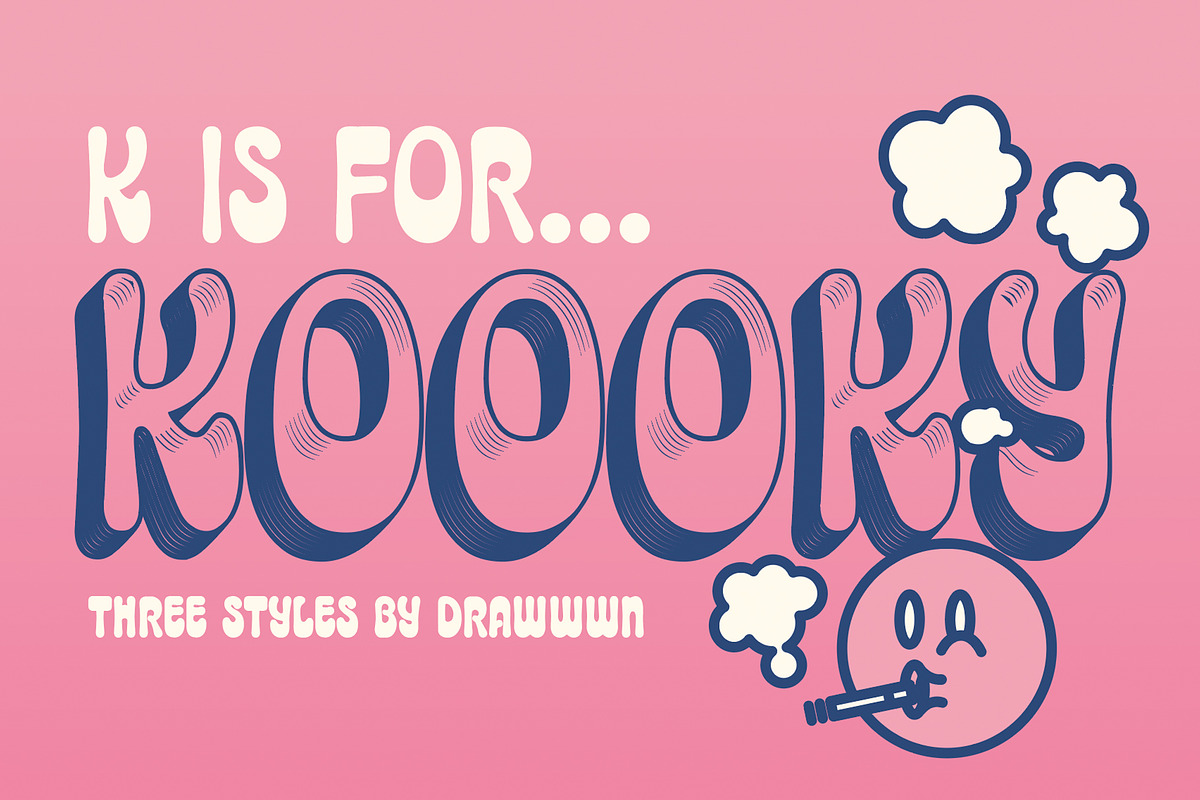 Koooky | retro font, a Sans Serif Font by Drawwwn (Photo 1 of 9)