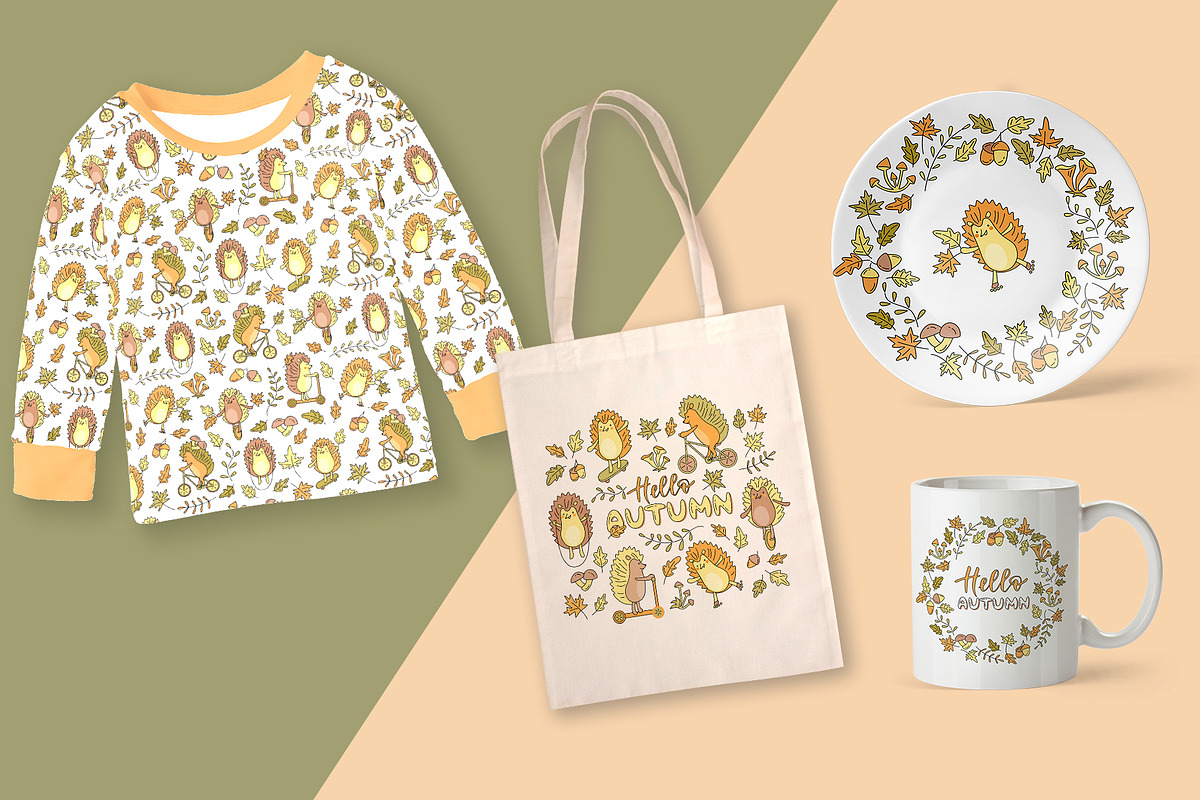Cozy Autumn Hedgehog Collection, an Animal Illustration by Natali_Zhy (Photo 2 of 6)