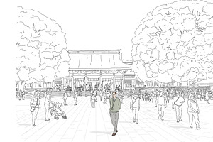 Meiji Shrine Crowd Tokyo Japan