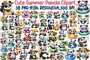 Cute Summer Panda Clipart, an Illustration by Sublimation Artist (Thumbnail 1 of 6)