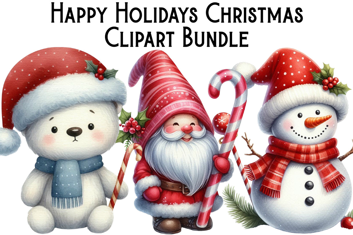 Happy Holidays Christmas Clipart PNG, an Illustration by Pixels.Craft (Photo 1 of 6)