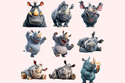 Funny Rhino Clipart PNG Bundle, a Graphic by M9 Design (Thumbnail 6 of 10)