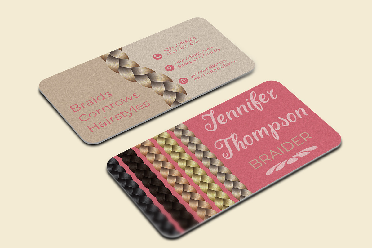 Braider's Business Card  Template, a Business Card Template by Kseniya-Omega (Photo 1 of 5)