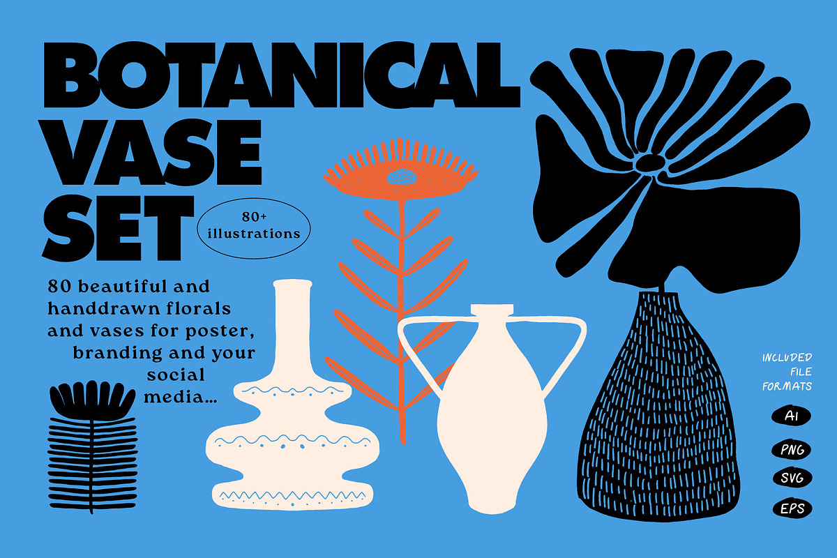 Botanical Vases Illustration Set, a Decorative Illustration by dicreate (Photo 1 of 18)