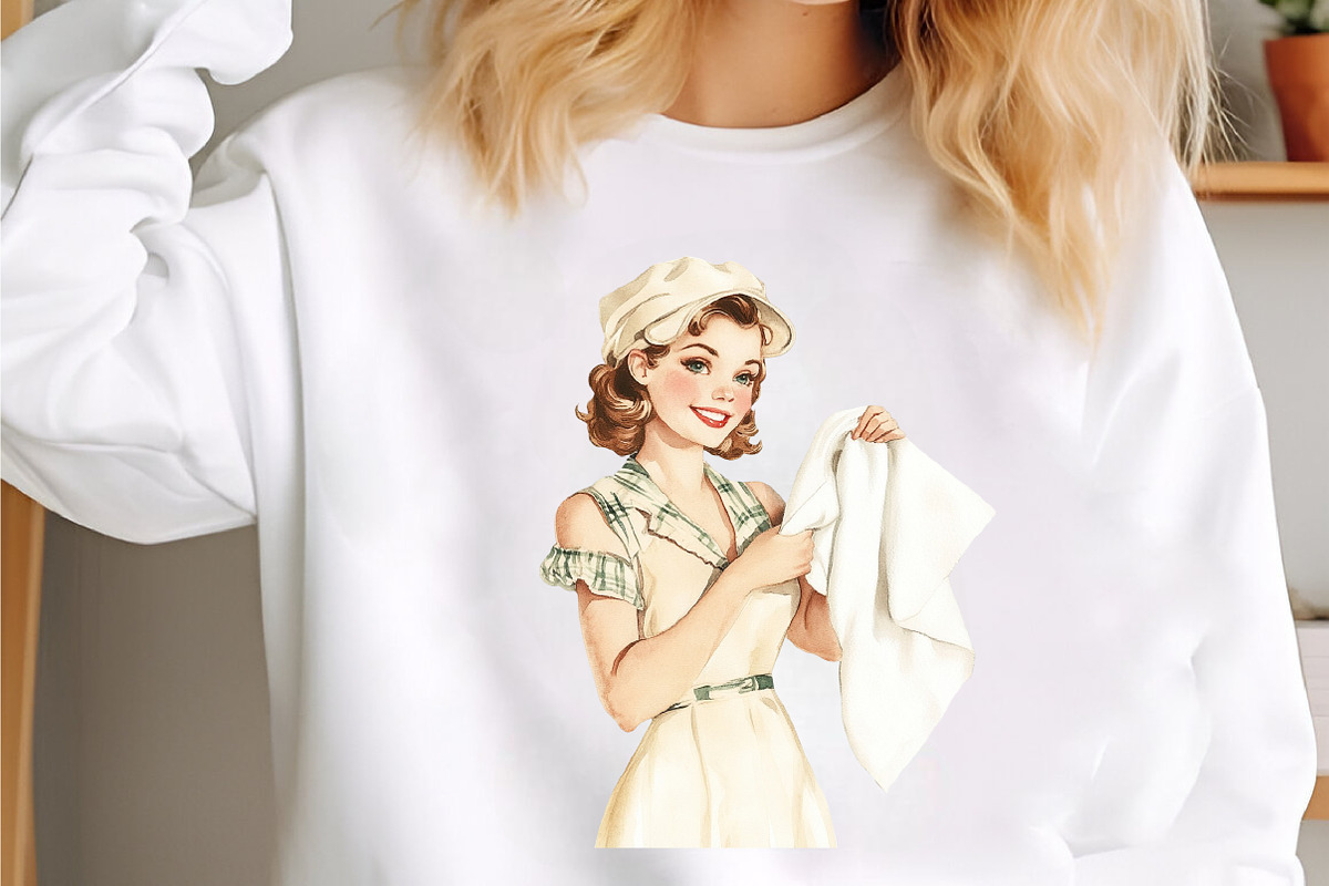 Watercolor Retro Housewife Clipart, a Seasonal Illustration by designcity5 (Photo 3 of 5)
