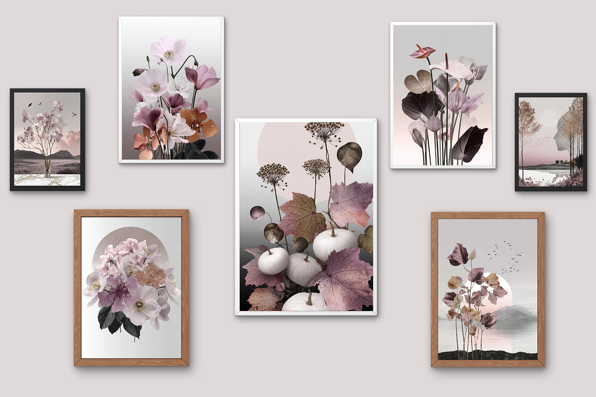 Elegant Surreal Collage Posters, a Background Graphic by Amiraliya (Photo 4 of 8)