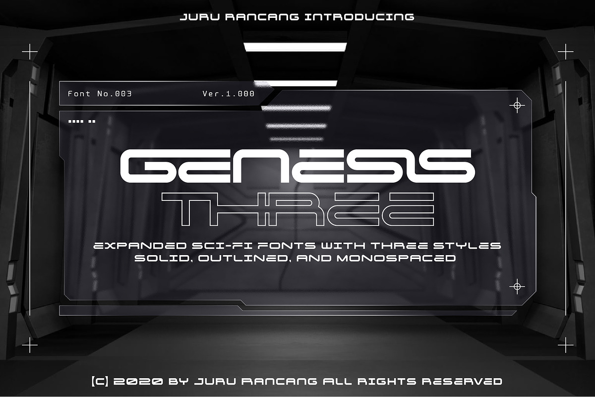 Genesis Three Expanded Sci-Fi Fonts, a Font by Juru Rancang Studio (Photo 1 of 12)