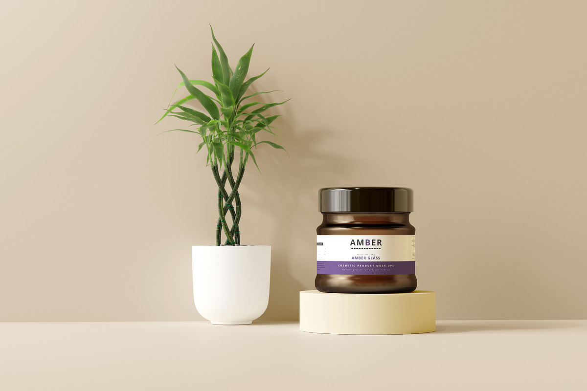 7 in 1 Amber Glass Cosmetic Bundle, a Cups & Container Mockup by pmvch (Photo 27 of 106)