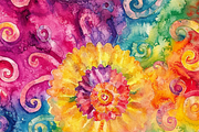 Bold Hippie Colorful Tie -Dye, a Pattern Graphic by Printable Treasure (Thumbnail 2 of 7)