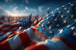 Close-up American flag with stars and stripes in patriotic backg, a Background Photo by José Manuel Gelpi