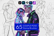 65 Couple Poses • Procreate Stamps, a Brush Add-On by Selentaori Studio (Thumbnail 1 of 10)
