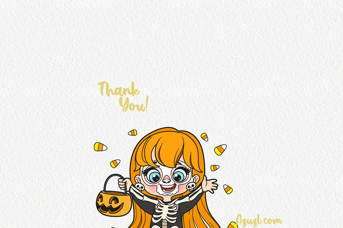 Cute cartoon Halloween girls, an Illustration by Azuzlikus (Photo 4 of 4)