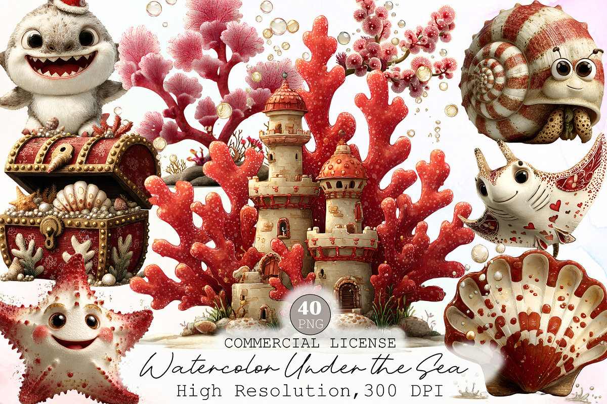 Watercolor Under the Sea Clipart, an Illustration by Sublimation Artist (Photo 1 of 6)