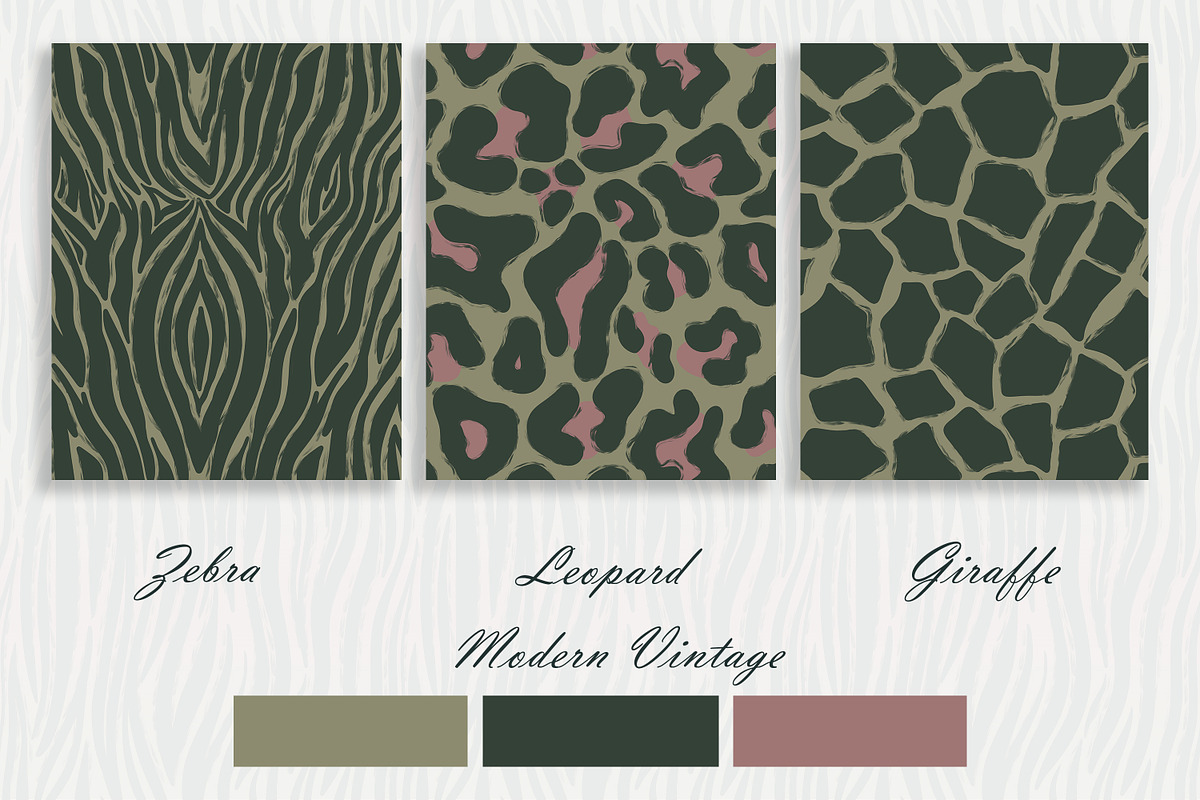 Wild Animal Print Set Modern Vintage, a Pattern Graphic by Oksana Dovhopol Art (Photo 7 of 19)