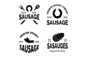 Set of sausages logo template. Fresh, a Food Illustration by GraphiShop