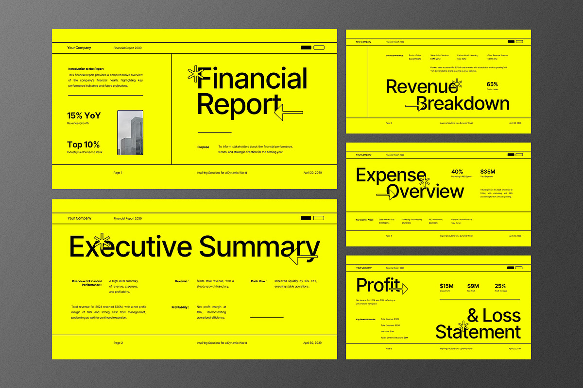 Yellow Financial Report PPT, a Presentation Template by Aiyari Graphic (Photo 2 of 5)