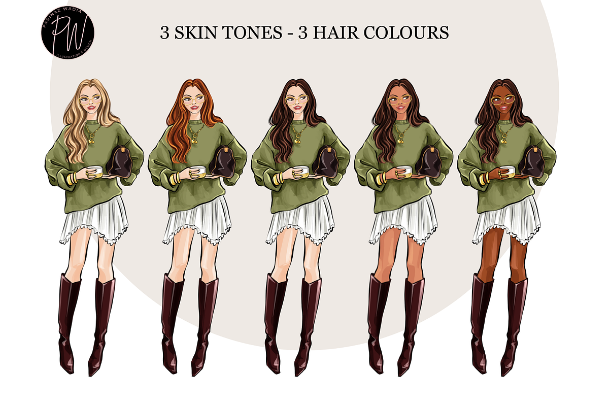 Autumn coffee girls clipart png, an Illustration by Parinaz Wadia Design (Photo 3 of 9)