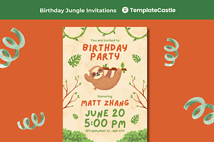 Jungle Birthday Party Invitations, a Templates & Theme by TemplateCastleStore