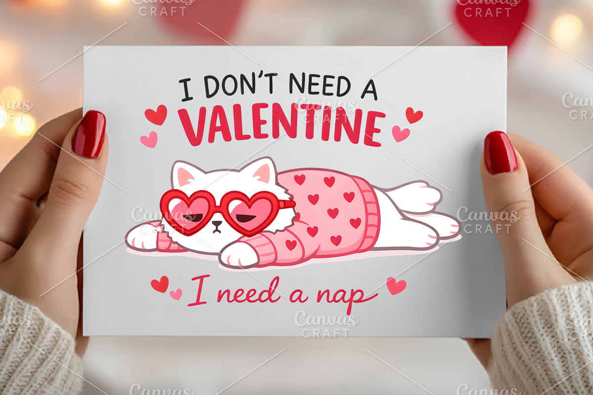 Anti Funny Valentine's Day Lazy Cat, an Illustration by Canvas Craft (Photo 4 of 6)