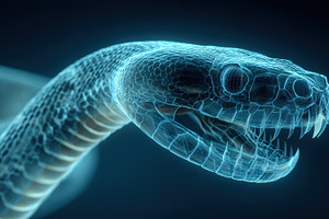 Wireframe Snake Digital Art Blue Sca, a Photo by Pixeness Studio