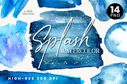 Blue Galaxy Watercolor Logo Splash, a Texture Graphic by Mia Digital (Thumbnail 1 of 4)