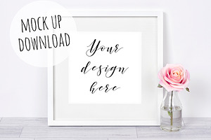 White Square Frame Photo Mockup