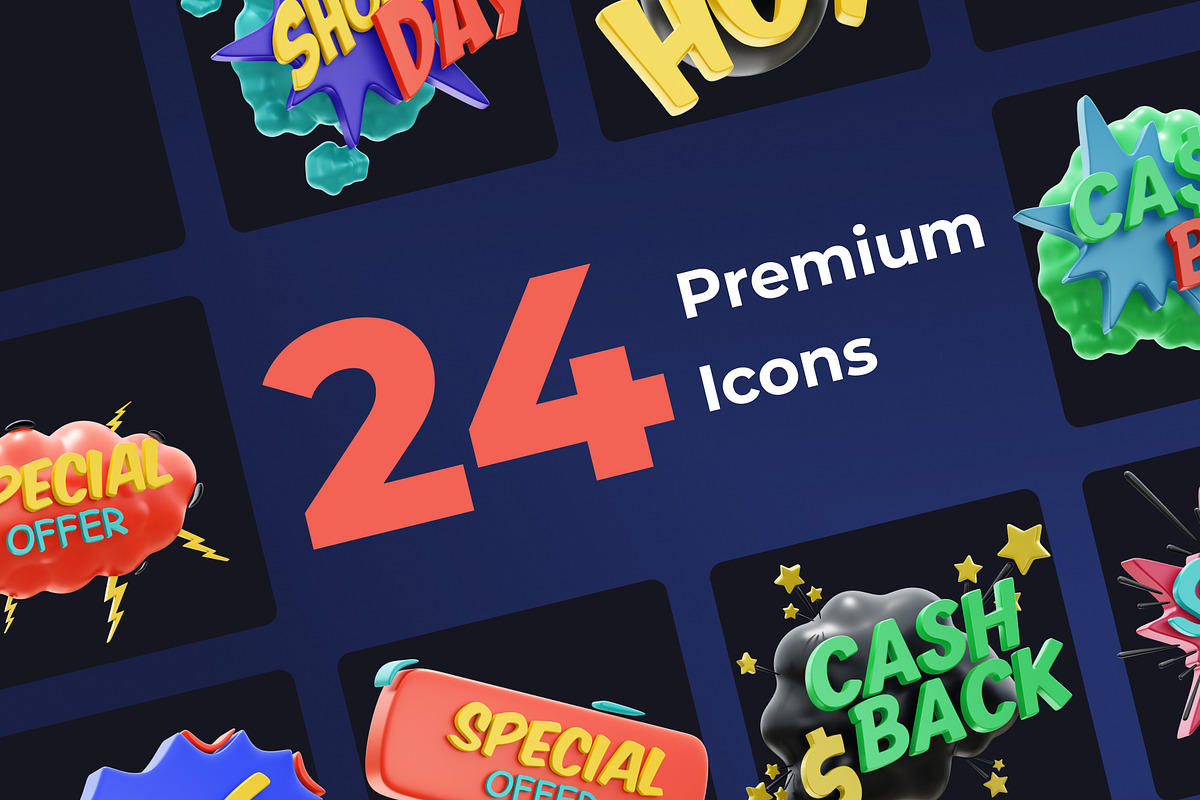 SALE! 3D Sticker Pack, a Templates & Theme by Dope Design (Photo 7 of 10)