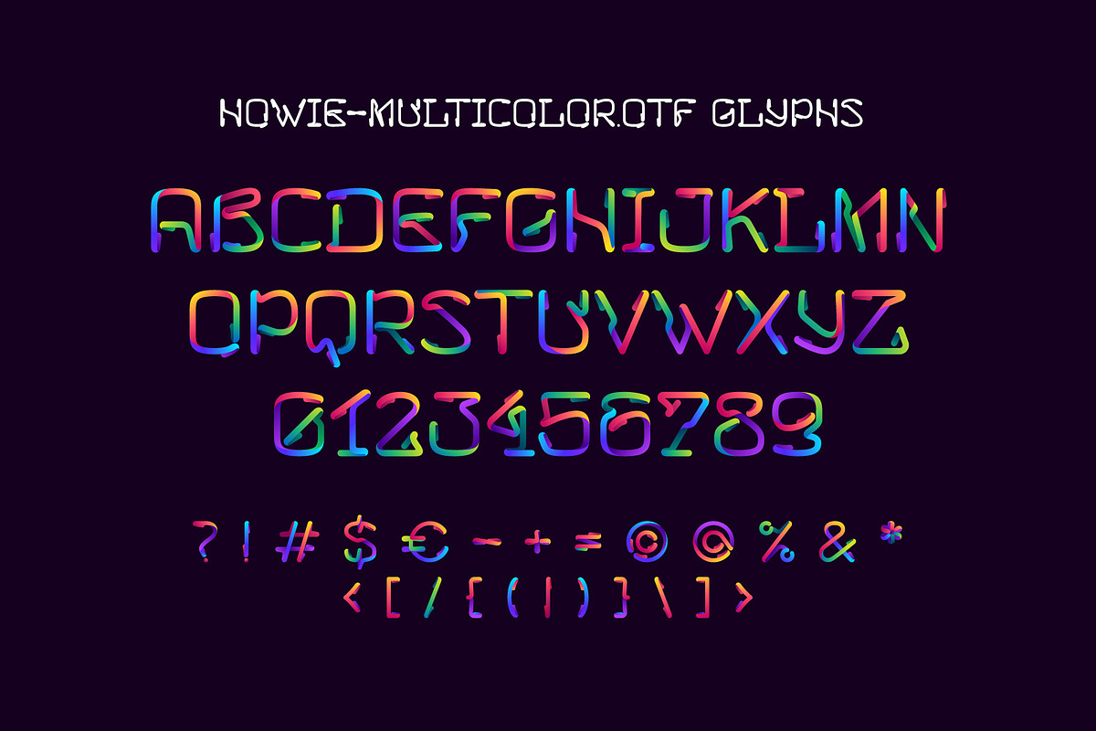 Howie neon line multicolored font, a Symbol Font by kaer_shop (Photo 2 of 7)