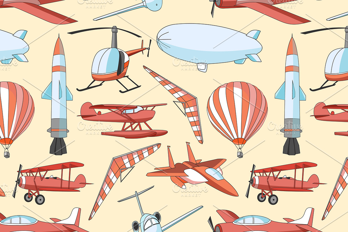 Aviation Icons Set pattern, a Pattern Graphic by Netkoff