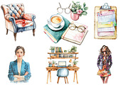 Watercolor Lady Boss Clipart, an Illustration by Designking (Thumbnail 3 of 5)