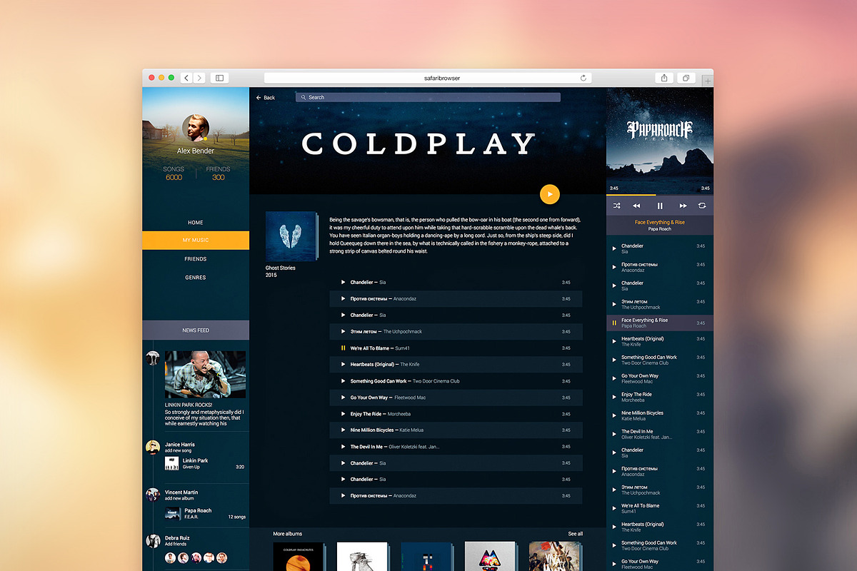 Music Web, a Websites & App Template by ALEX BENDER UI STORE (Photo 4 of 5)