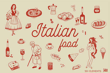 Italian Food Clipart Bundle – Pasta, a Food Illustration by Lisa Mill