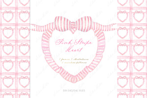 Pink Stripe Hearts Valentines Day